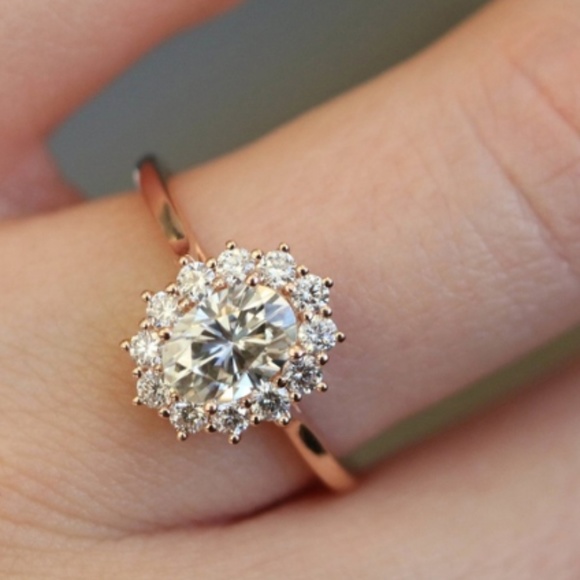 Jewelry - Halo Oval Cut Simulated Diamond Engagement Ring